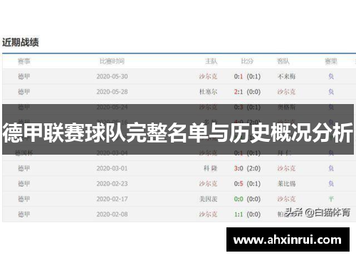 德甲联赛球队完整名单与历史概况分析