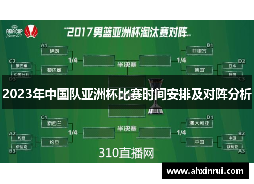 2023年中国队亚洲杯比赛时间安排及对阵分析